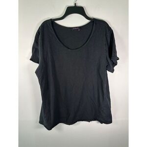 Fresh Produce Shirt Womens 2X Scoop Neck Short Sleeve Cotton Black Made in USA